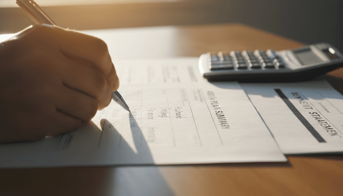 Close-up of retirement plan documentation and analysis
